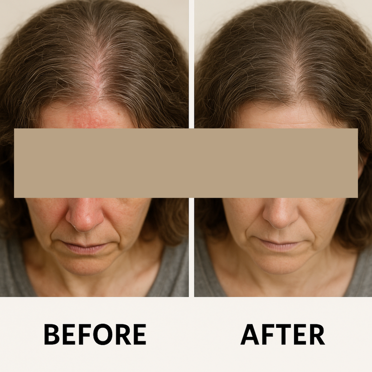 scalp before and after dry scalp treatment tea rinse