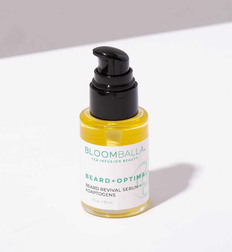 Bottle of beard growth supplement from Bloomballa Beauty