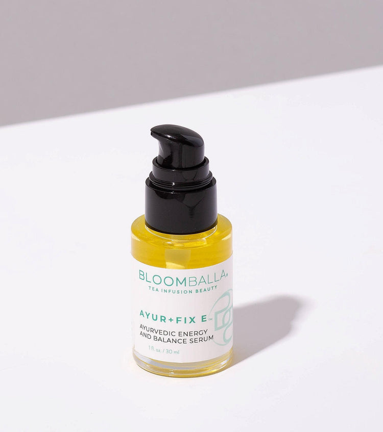 Bottle of Ayur+Fix E™ ayurvedic hair oil from Bloomballa Beauty